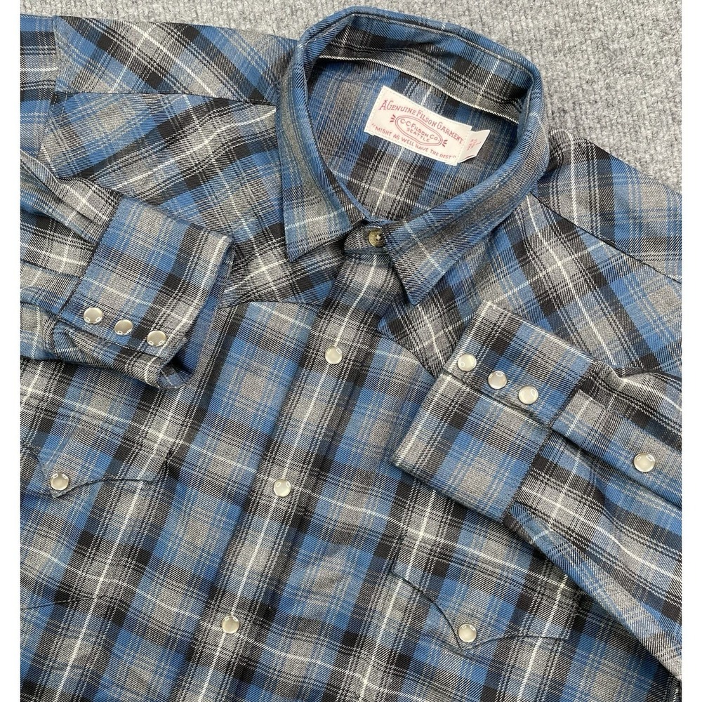 Vintage C.C. Filson Shirt Men's Large Plaid Pearl Snap 100% wool "Flaws"